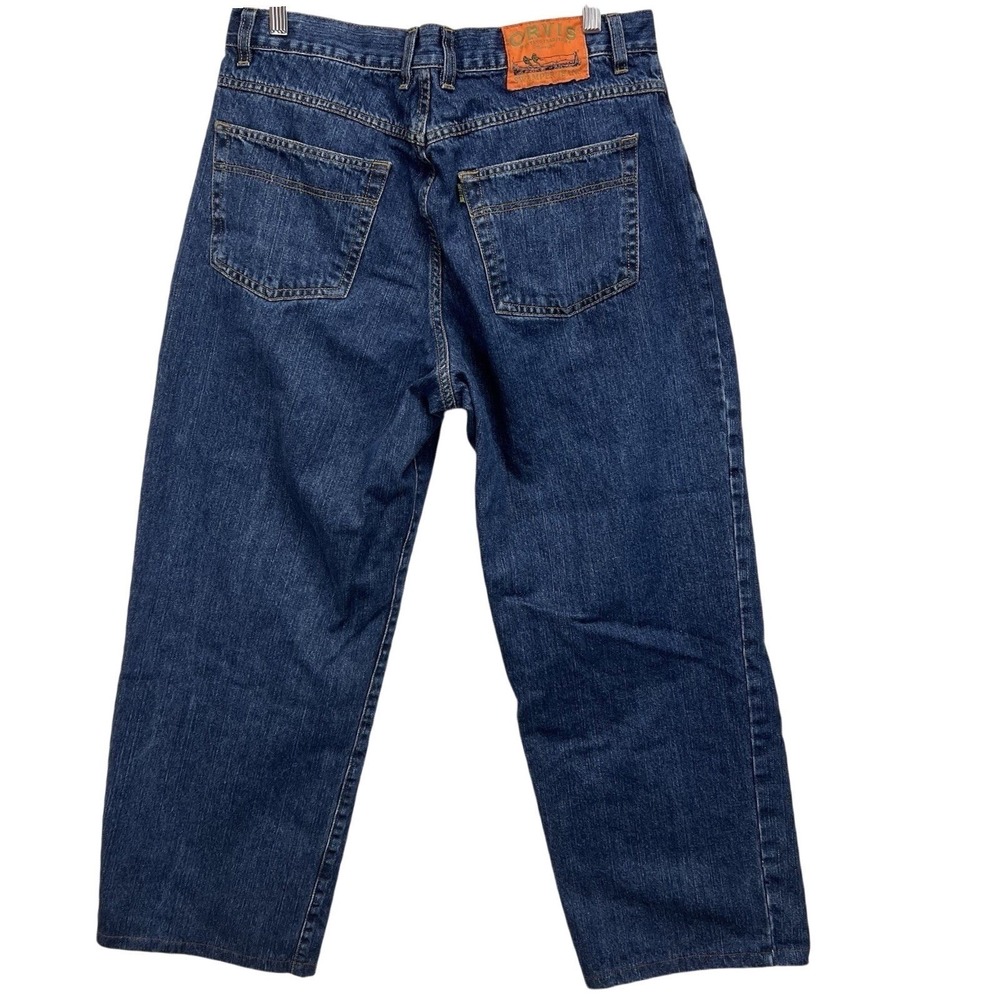 VTG Orvis Swamper Straight Leg Jeans Women 36 (34x27.5) Dark Wash Utility Denim